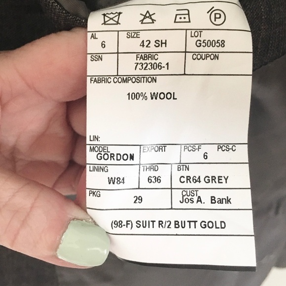 JoS. A. Bank Men’s Blazer Signature Gold Model Gordon Charcoal Gray/Cream Sz 42S - Picture 10 of 13